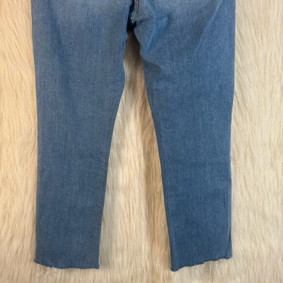 Frame Le High Straight Tie Waist Jeans Raw Hem High Rise Ankle Med Wash 28 - Picture 6 of 9